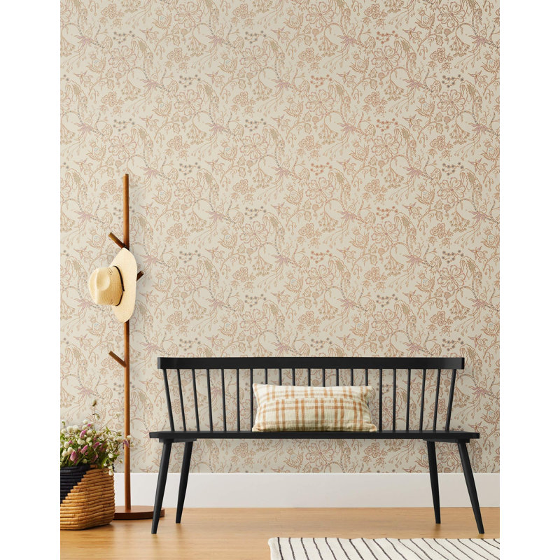 Castilleja Wallpaper | Blush / Traditional / Roll - 27" x 30', Parchment