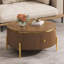 Table basse ronde moderne avec 2 grands tiroirs de rangement, brun, 31,5 po