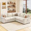 Canapé d'angle convertible Belrose 82 po en lin, beige, avec lit gigogne et rangement sous l'assise-356982825