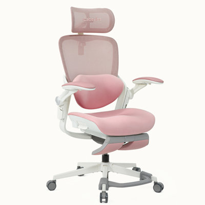 Chaise de bureau ergonomique rose Cablady