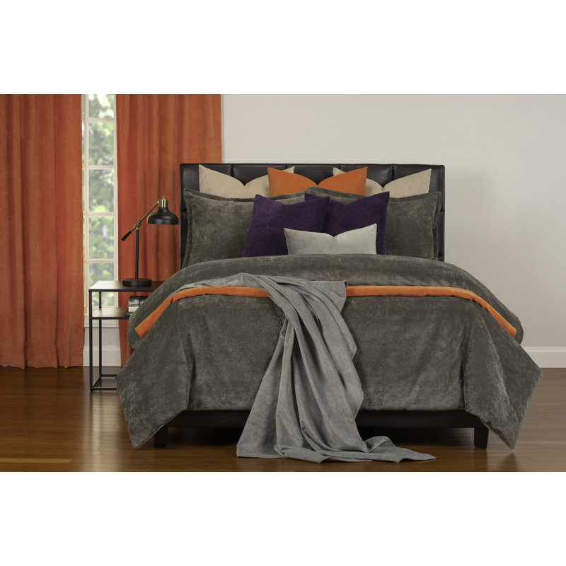 Matte Velvet Set with Duvet Cover & Insert Set by Siscovers, King Duvet Cover + 9 Additional Pieces, Umber