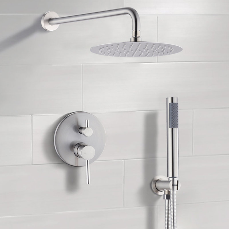 Pomme de douche en nickel brossé 10 po remarquable - pluie et pluie, Nickel brossé
