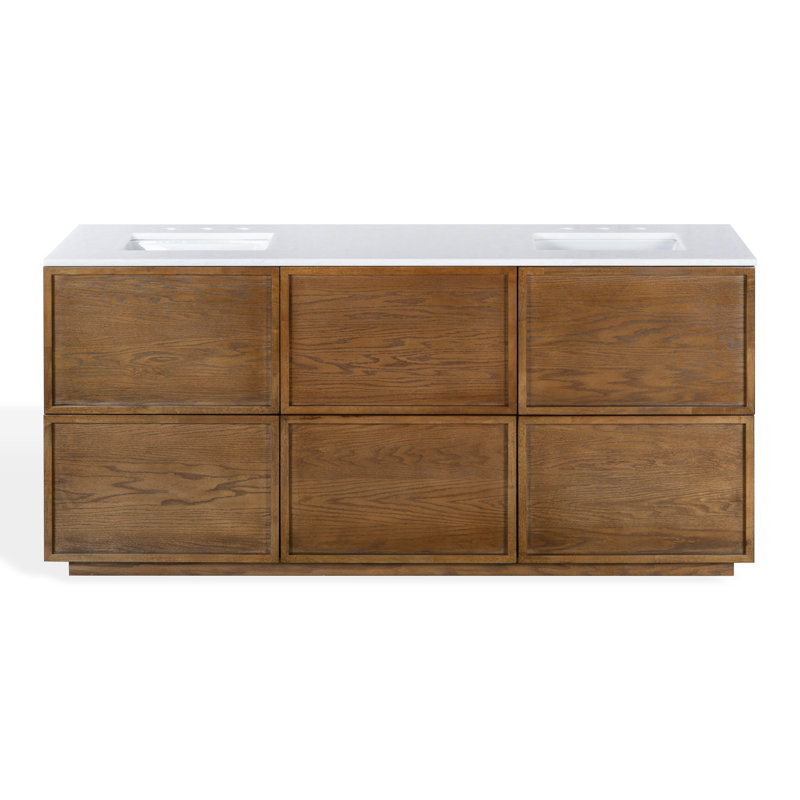 Zeus 72" Double Sink Vanity, Medium Oak