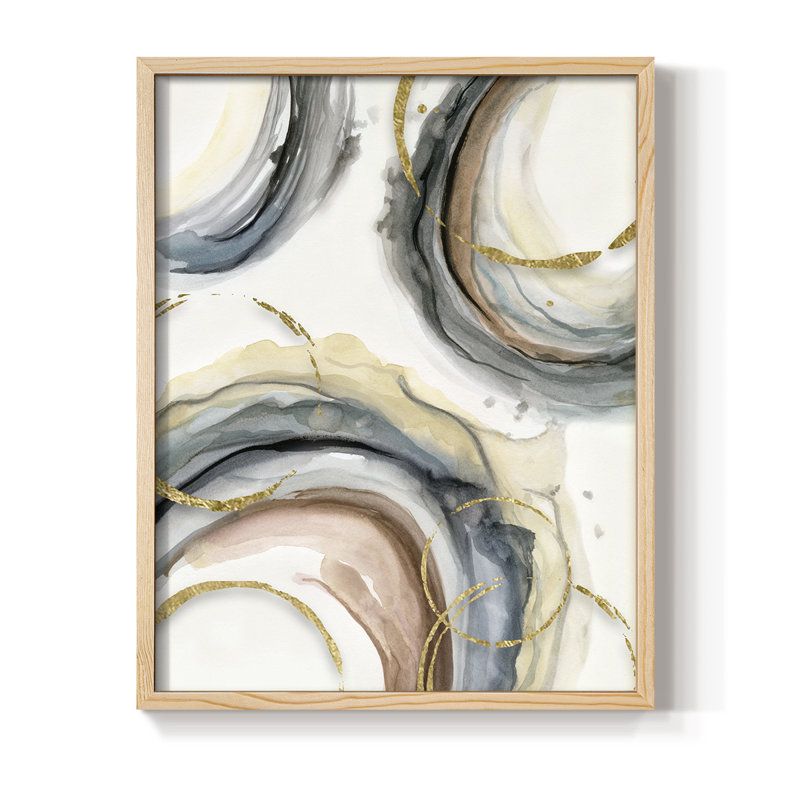 Reproduction encadrée Gold Elasticity II - bois massif, H 21 po x l 17 po, Naturel