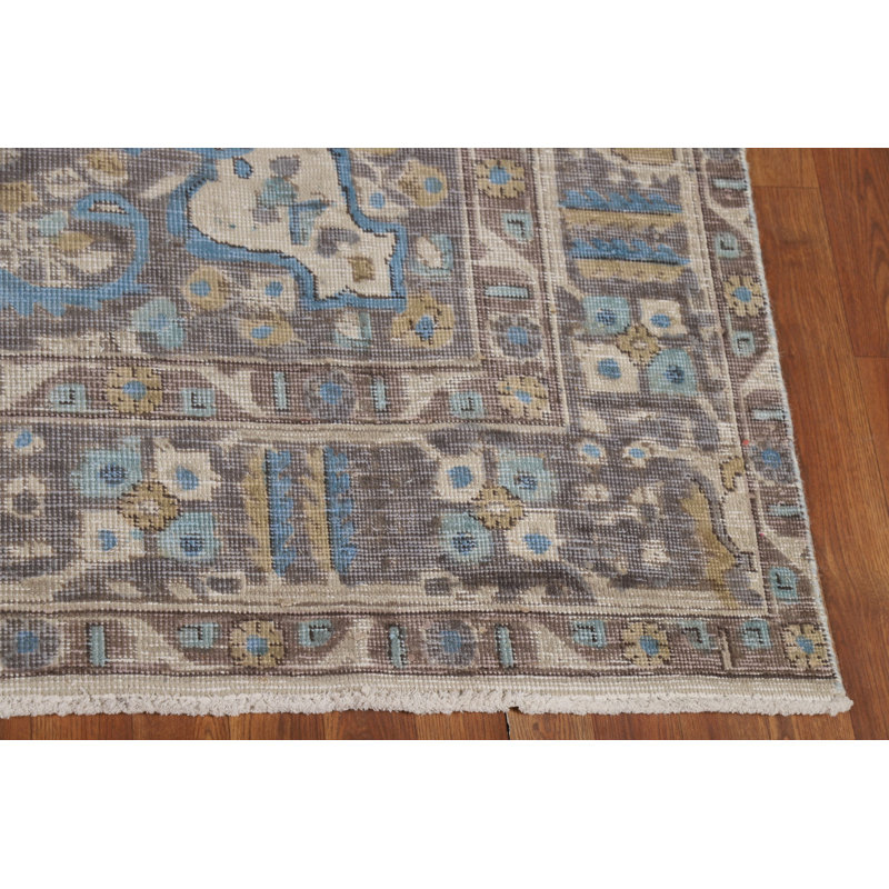 Tapis traditionnel gris en laine 7x9