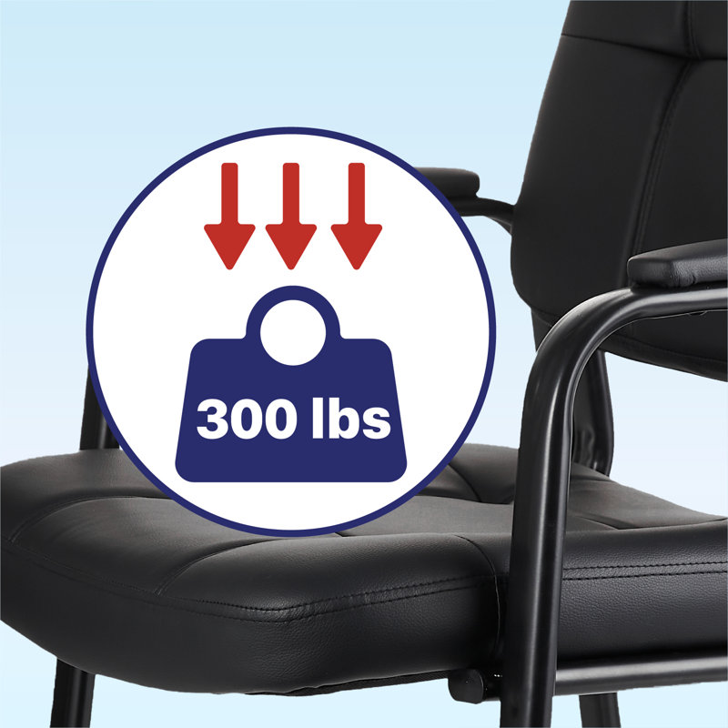 Black Faux Leather Reception Chair with Metal Frame