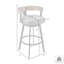 Tabouret de bar rotatif 30 po Idris en fer noir avec finition noyer et similicuir gris rétro