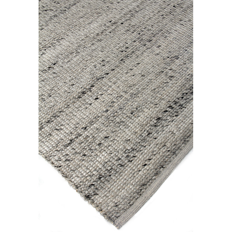 Hesse Hand-Loomed Polyester/Cotton Light Silver Area Rug, Rectangle 8' x 10'