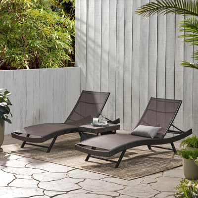 Agah Reclining Sun Lounger Set with Table by Latitude Run