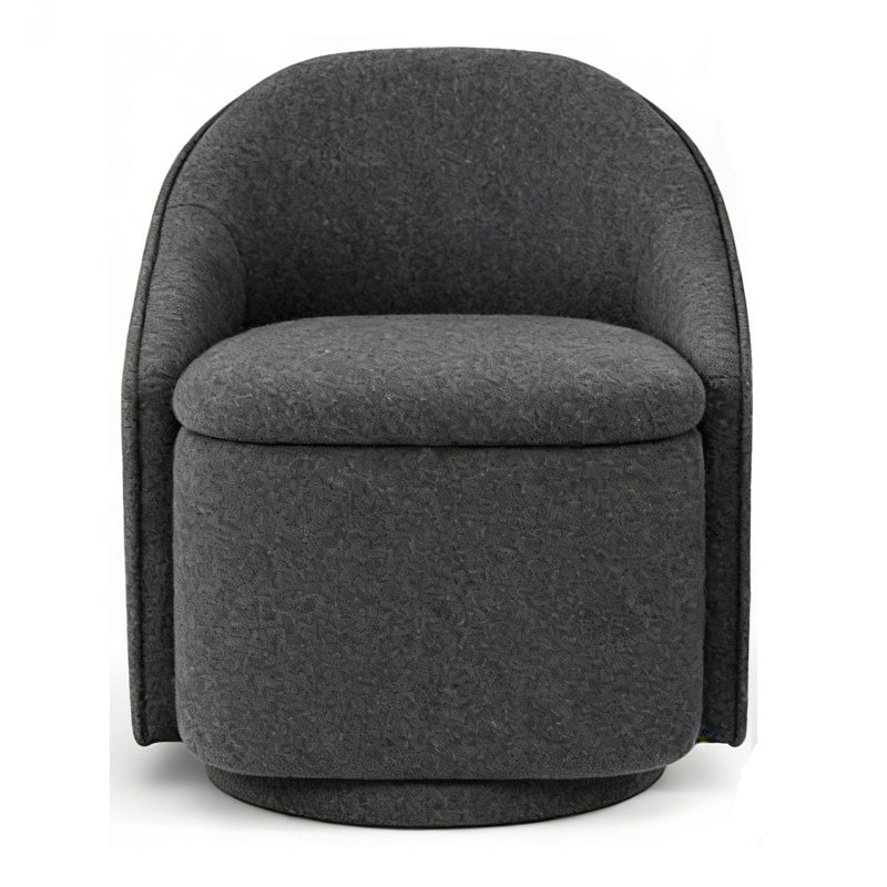 Fauteuil demi-tonneau pivotant avec rangement Aimilia , Chenille gris Verna
