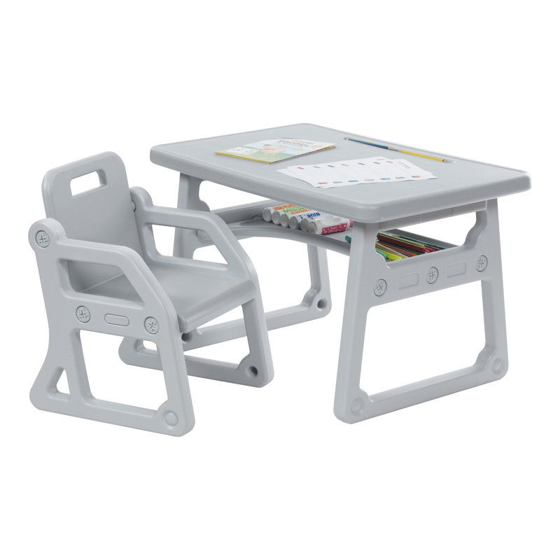Bureau et chaise pour tout-petits ECR4Kids, meubles pour enfants, Gris/gris pâle
