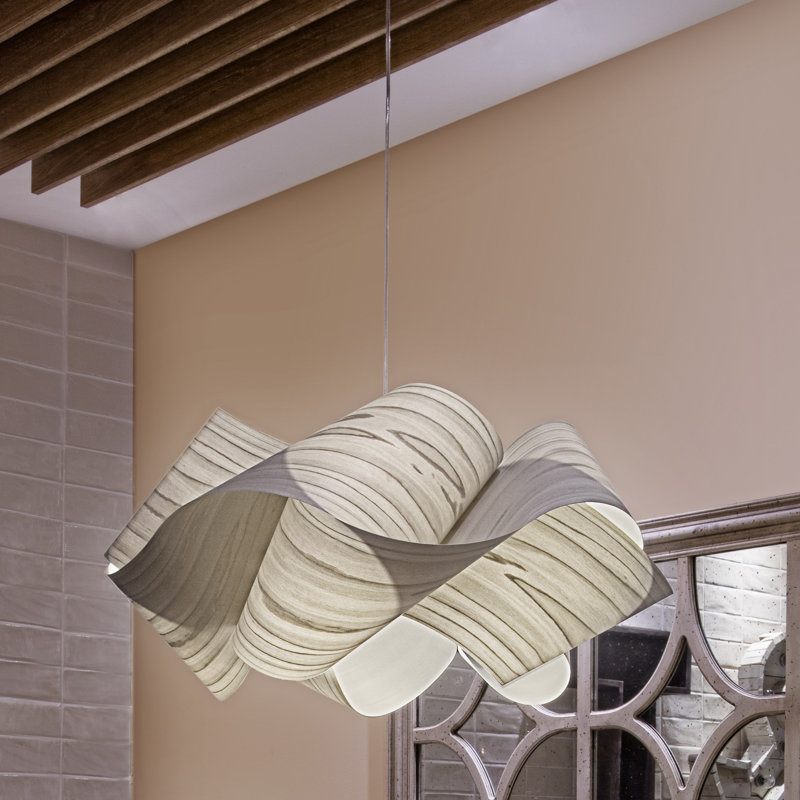 Swirl Large Suspension Pendant - E26 Base - Gray Shade - Nickel, Gray, E26, Nickel