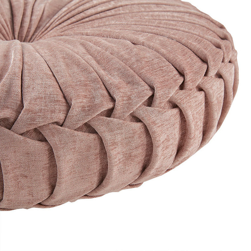 Coussin de sol rond en poly chenille, Rosé