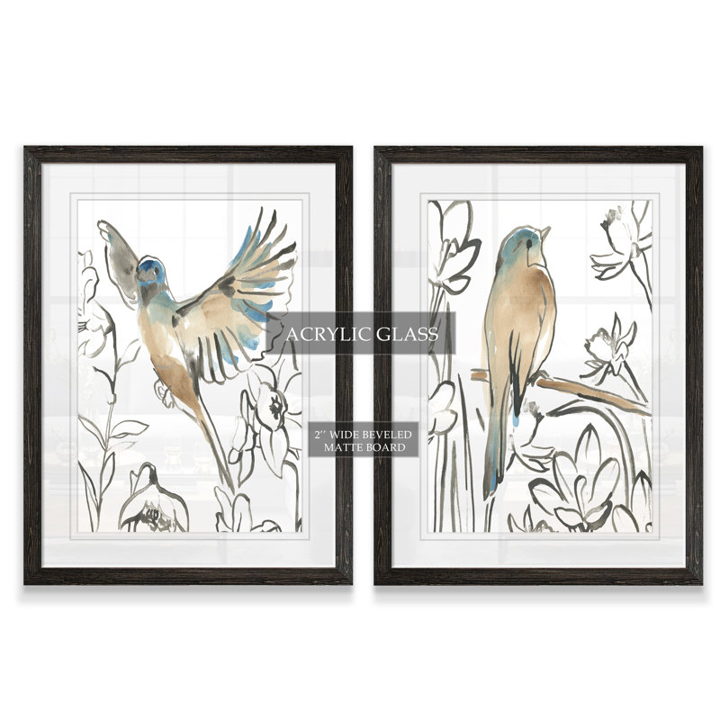 " Songbird Meadow III " by Vincent Van Gogh 2 - Pieces, Ebony, 20" H x 17" W, Framed Print with Mat