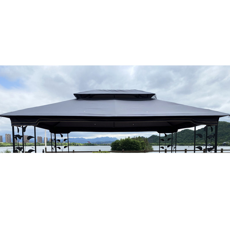 Remplacement de la couverture de pavillon de jardin à double toit 13 x 10 pi - Gris, auvent de protection solaire