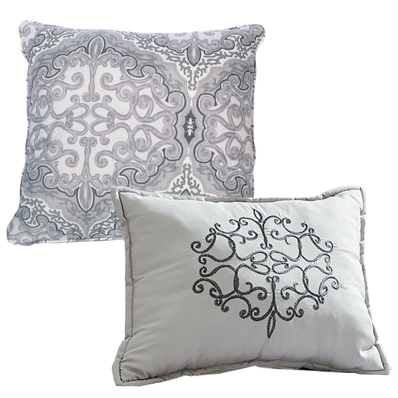 Melody Gray Geometric Microfiber Queen Bedspread Set