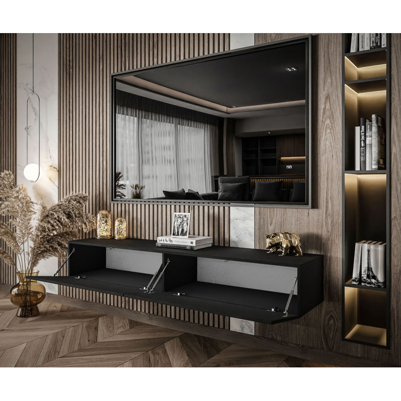 COLETTE TV Stand , Czarny/Czarny Mat