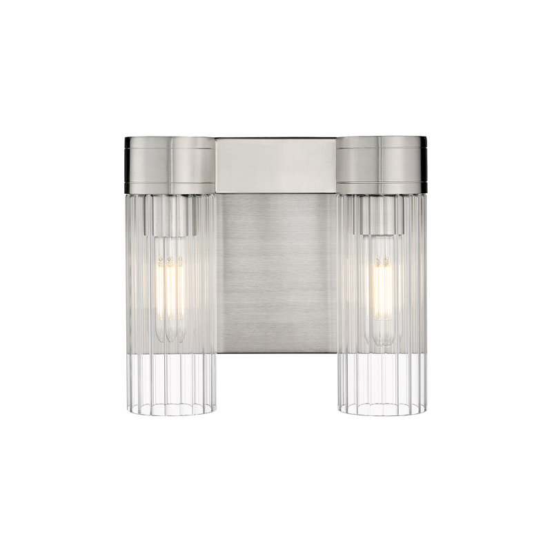 Applique murale 11 po 2 lumières Empire, Transparent, H 9,5 po x l 10,5 po x P 5,5 po, Nickel satiné