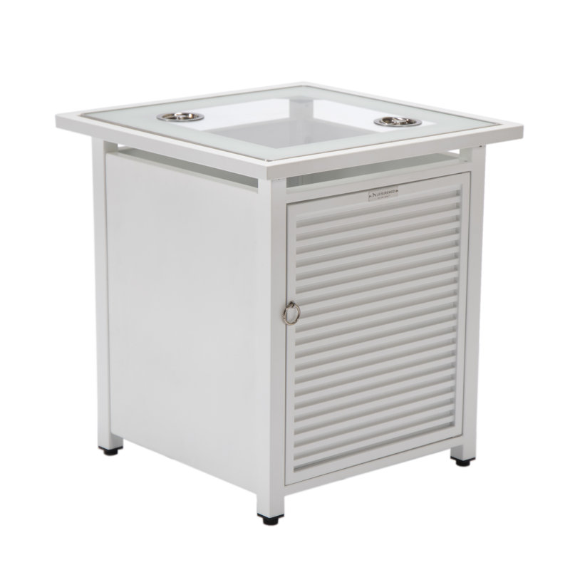 20.5'' Square Aluminum Fire Pit Accessory, White