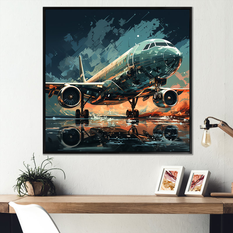 Reproduction sur toile d'aéronefs, Cadre flottant noir, H 24 po x l 24 po x P 1 po