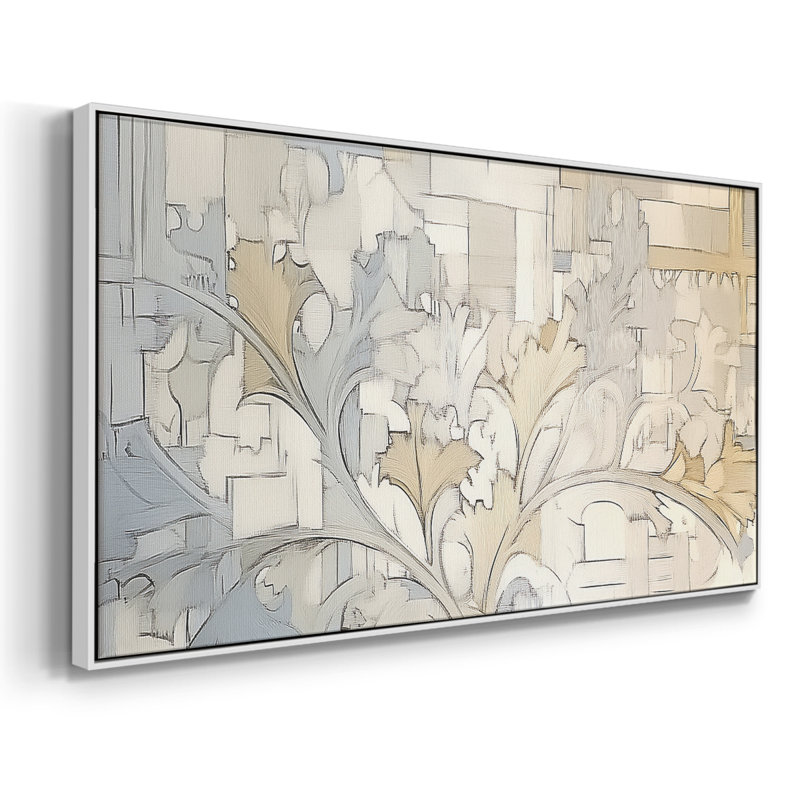 Série abstraite-XXIX- Toile tendue avec châssis tendue, prête à être accrochée, H 17 po x l 33 po, Blanc