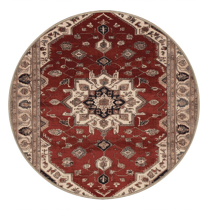 Tapis brun lavable à la machine, Rond 7 pi