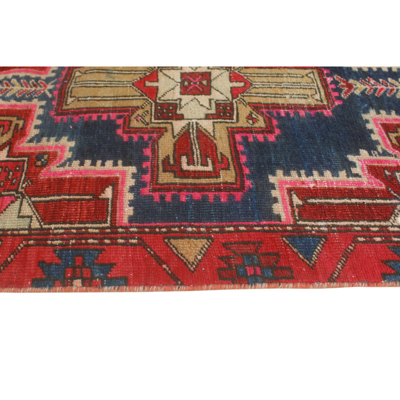 One-of-a-Kind 2'9" x 9'5" 1980s Runner Wool Area Rug in Blue and Green