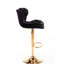2 tabourets de bar, hauteur de levage mécanique réglable, repose-pieds et base, velours + pieds dorés, chaise de mode noire réglable, tabouret élégant