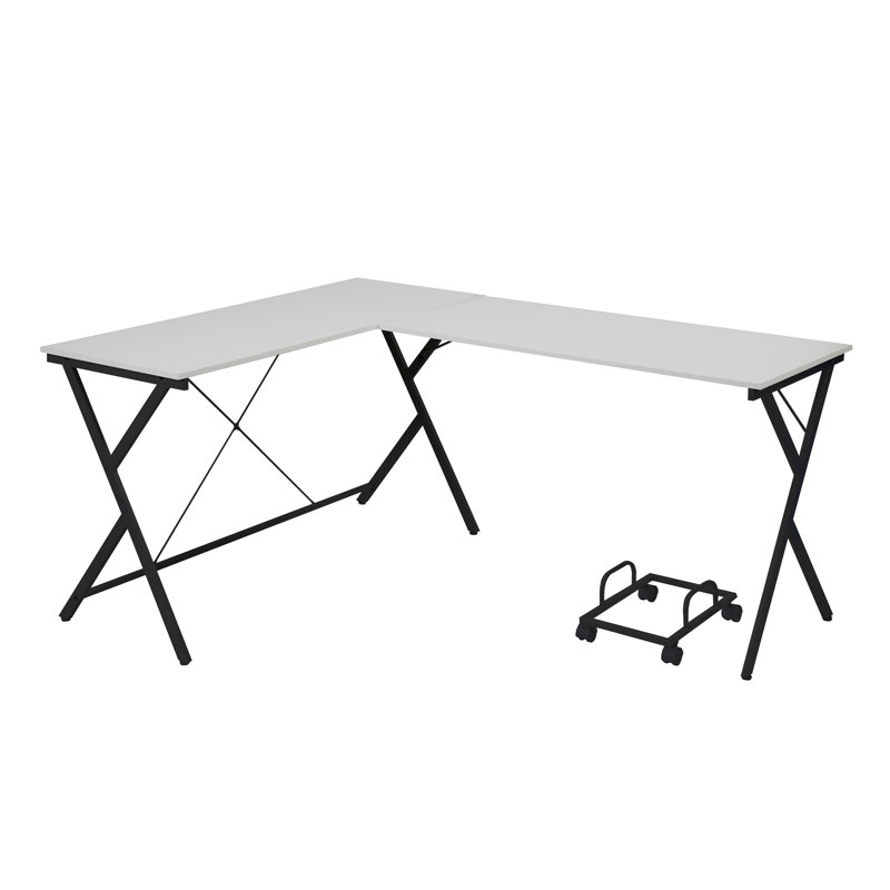 Bureau d'ordinateur polyvalent en forme de L pour un travail efficace et une optimisation de l'espace, Noir, noir, noir, noir