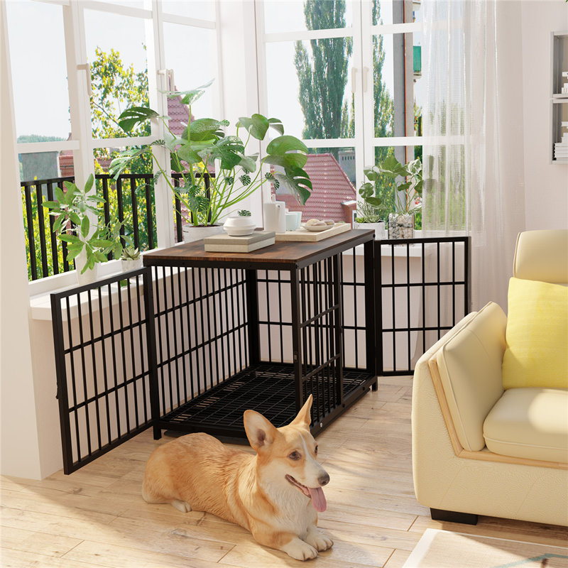 Harriet Furniture Style Crate with 3 Doors, Black, 81 cm H x 107.5 cm W x 71.5 cm D