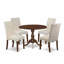 L'ensemble 5 pièces de table de salle à manger moderne comprend une table ronde en bois avec Dropleaf et 4 chaises de salle à manger Parson en tissu crème et acajou-109975867-106914588-106914585