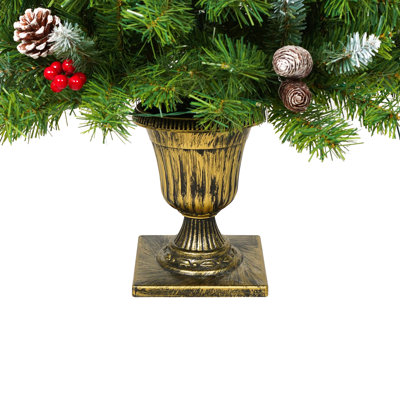 Sapin de Noël artificiel pré-illuminé, ensemble de 3 pièces, guirlande et 2 sapins d'entrée avec lumières LED.