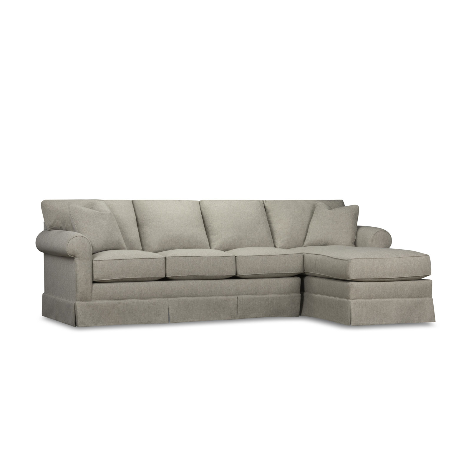 Friedman Upholstered Sectional with Chaise, Right Hand Facing, Drusky Linen Sustain® Basketweave