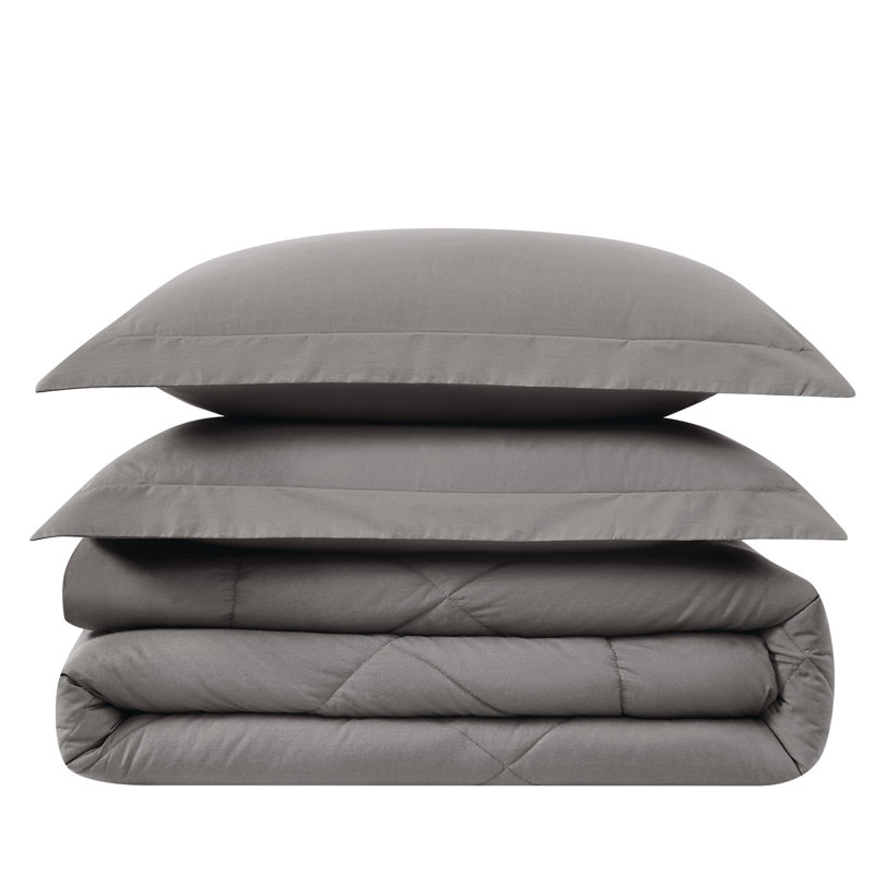 Ensemble d'édredon en coton, Édredon pour lit simple TG + 1 taie décorative, Gris