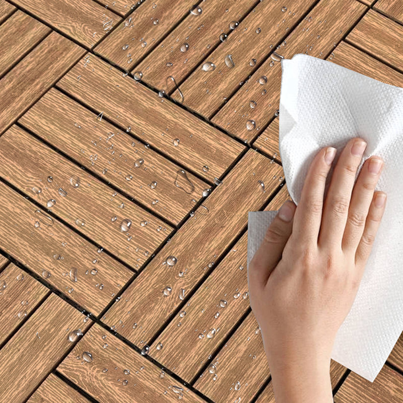 Wood Plastic Composite Deck Tiles Set Of 20Pcs, DIY Interlocking Decking Tiles, Floor Tile, Durable, Maintenance, Waterproof, Indoor Outdoor, 12X12in