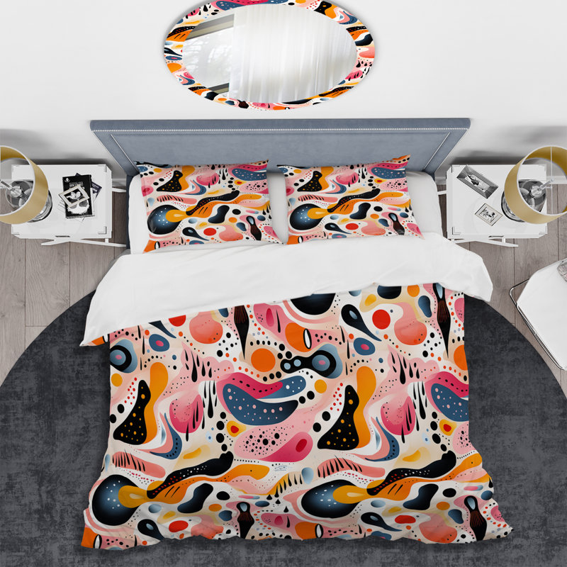 Literie pastel Mid Century, Housse de couette simple + 1 taie décorative stan