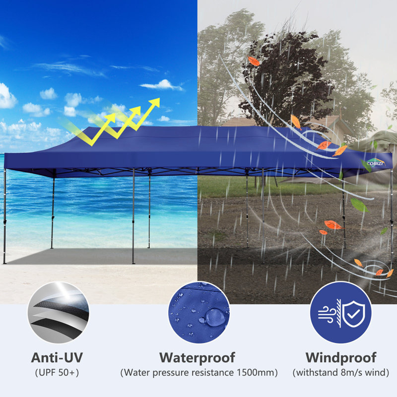 10x30 FT Pop up Heavy Duty Canopy, Dark Blue
