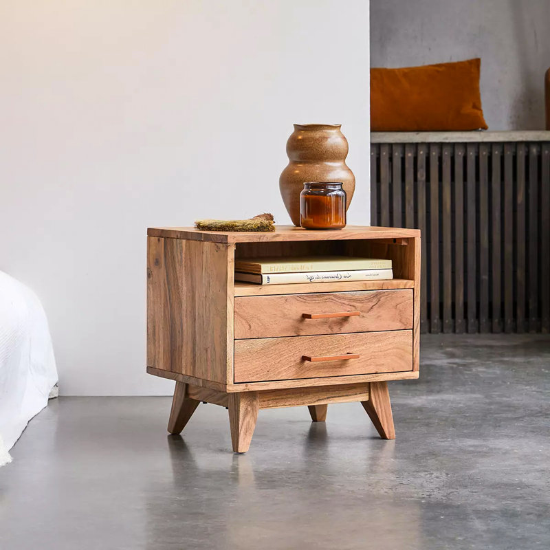 Lesquin 48cm W Solid Wood Bedside Table