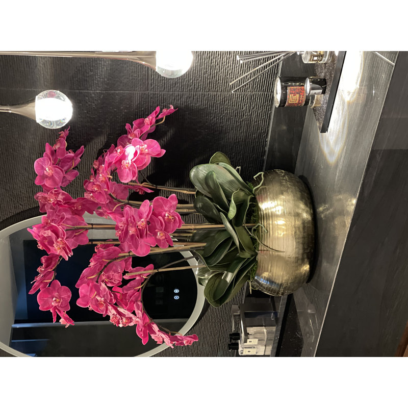 Orchid Faux Floral Arrangement in Vase, Pink