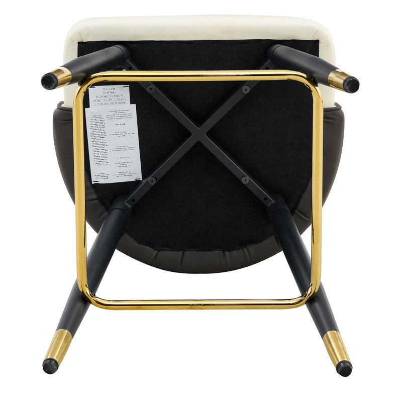 Modern PU Leather Bar Stool With High Back Footrest, 25" Seat Height, Beige/Gray, 4