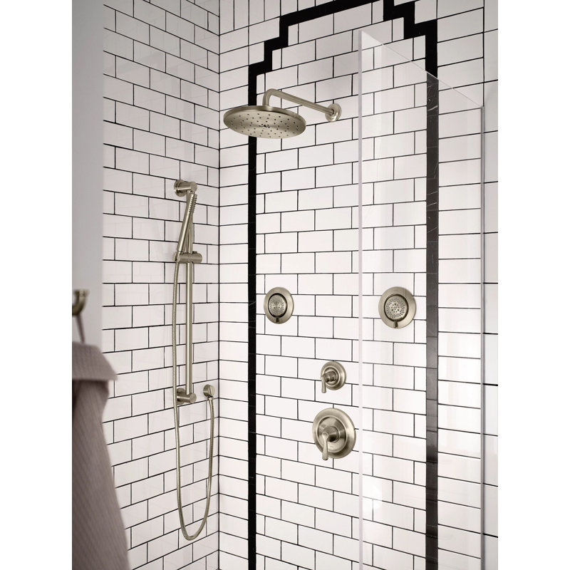 Waterhill Rain Fixed Shower Head with Immersion, Brushed Nickel