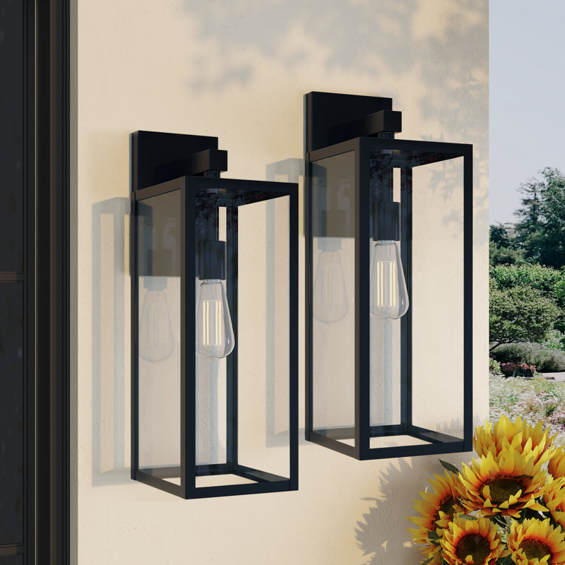 Lanterne murale d'extérieur 1 lumière Tornillo, Noir, H 21 po x l 7 po x P 8,47 po