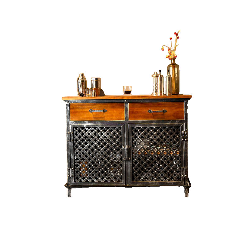 Buffet industriel, Noir / noyer