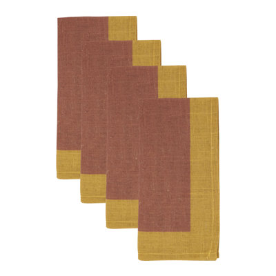 Serviettes de table en tissu Color Block (ensemble de 4) - Serviettes de table en mélange de lin