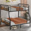 Lit superposé double au-dessus de grand lit double, confortable et sécuritaire, en métal, lit superposé noir, capacité de lit inférieur de 600 lb,