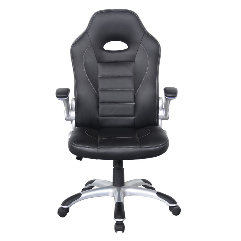 Wayfair Basics™ Adjustable Reclining Ergonomic Faux Leather Swiveling PC & Racing Game Chair, Black