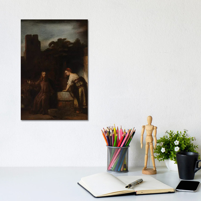 Christ And The Woman Of Samaria, C.1655 by Rembrandt Van Rijn - Wrapped Canvas Gallery-Wrapped Canvas Giclée