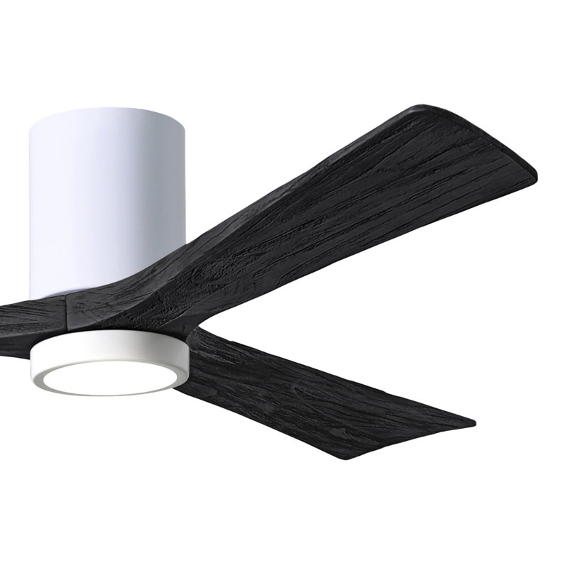 Olivier Ceiling Fan with LED Lights, Gloss White, Matte Black, 60"