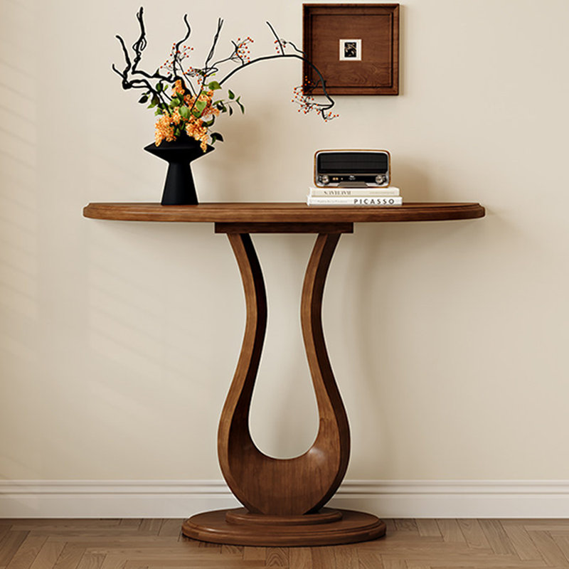 Table console en bois massif brun noyer, 31.5