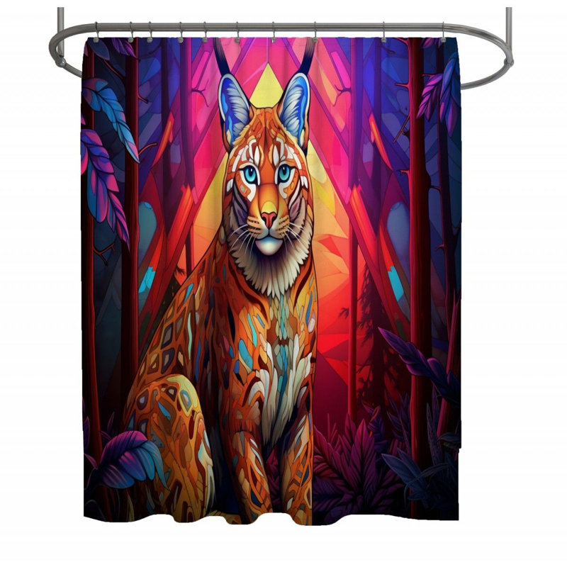 Bobcat Animal Shower Curtain, 83"H x 70"W